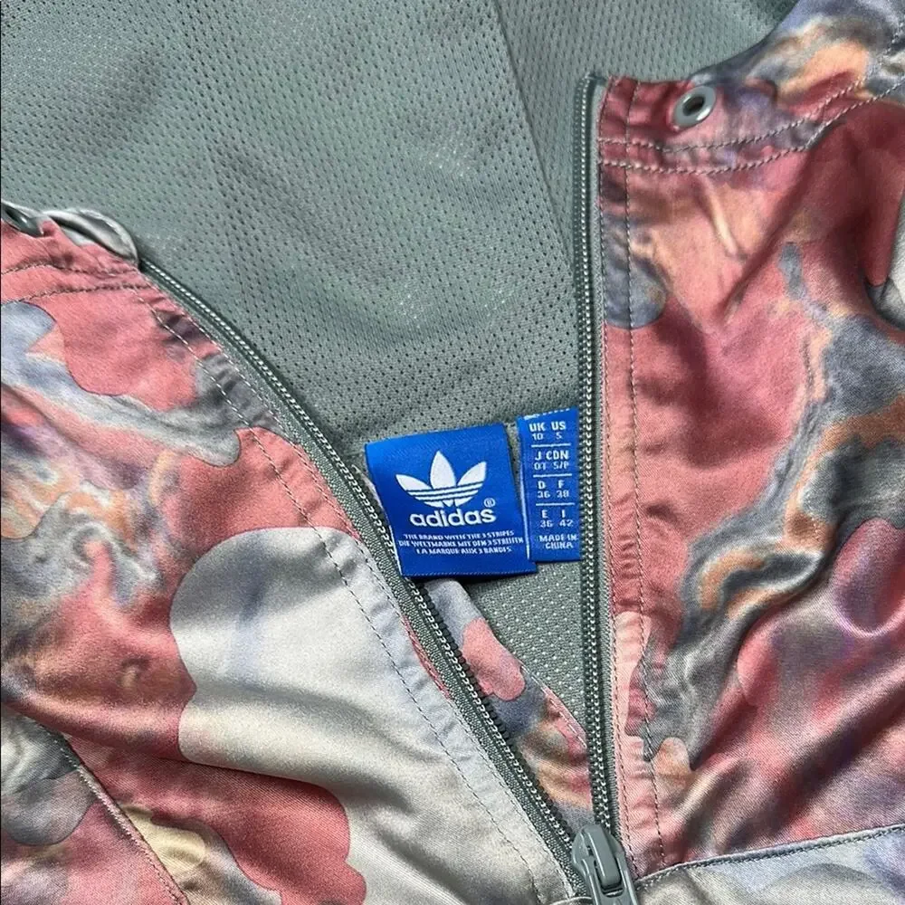 ADIDAS Originals Pastel Camo Watercolor Satin Hoodie Multicolor Pullover